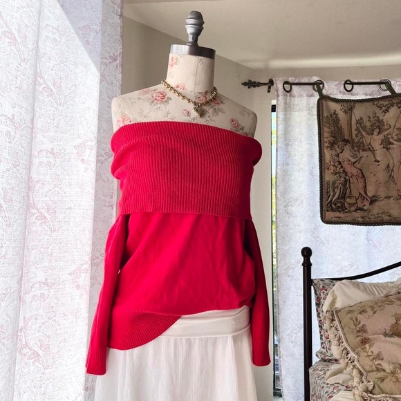 red off the shoulder sweater - Picture 1 of 5